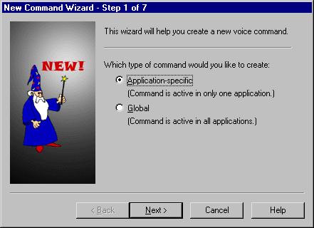 Command Wizard's Step 1 of 7