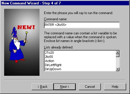 Command Wizard's Step 4 of 7