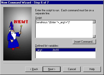 Command Wizard's Step 6 of 7